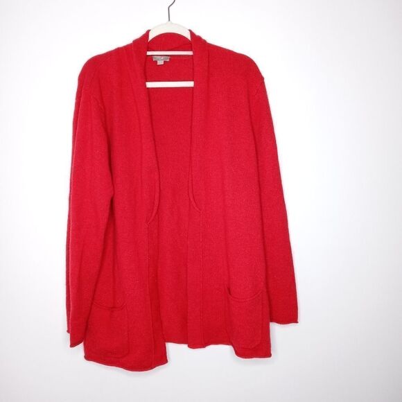 J.Jill merino wool blend red cardigan size large - Picture 1 of 7